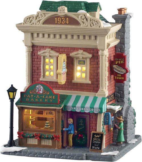 Lemax Pat-A-Cake Bakery | Lighted Building with Charming Details - Perfect Holiday Decor