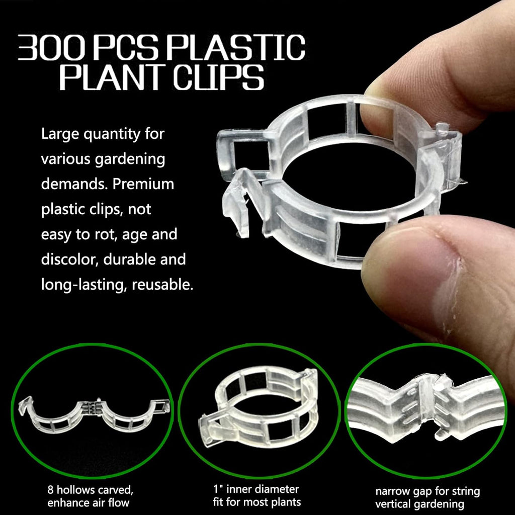 Piteno® Tomato Clips - 300 Pcs Plastic Trellis Clips for Garden Support | Ideal for Healthy Plant Growth