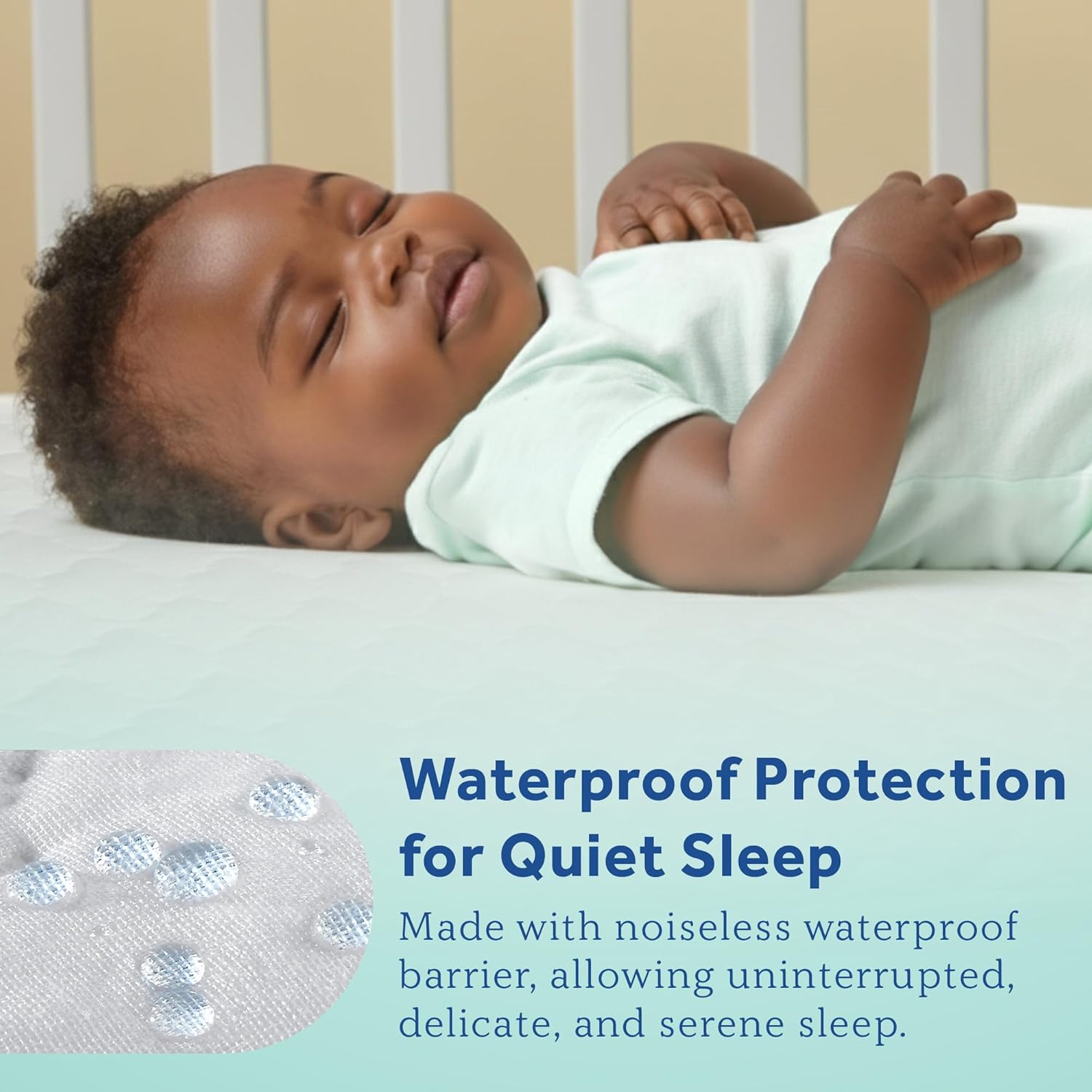 Sealy Baby Waterproof Crib Mattress Protector - Noiseless Quilted Cotton-Blend Cover, 52 x 28, White