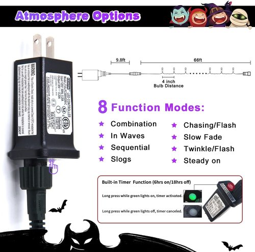 JMEXSUSS 200 LED Purple Christmas Lights - 66ft Connectable String Lights for Indoor/Outdoor Decor