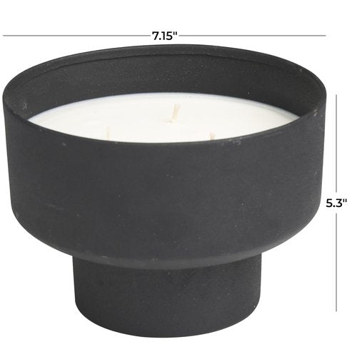 Deco 79 Metal Decorative Candle Campfire Scented Matte 50 oz 3 Wick Aromatherapy Candle with White Wax, Wax Aromatherapy Candle 7" x 7" x 5", Black