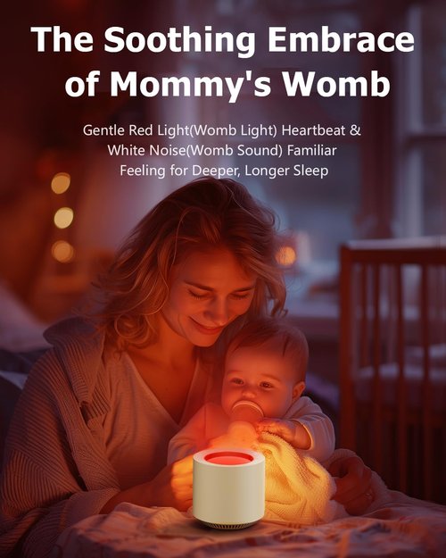 **White Noise Sound Machine - Red Light Therapy with 38 Soothing Sounds & Dimmable Night Light for Sleep**