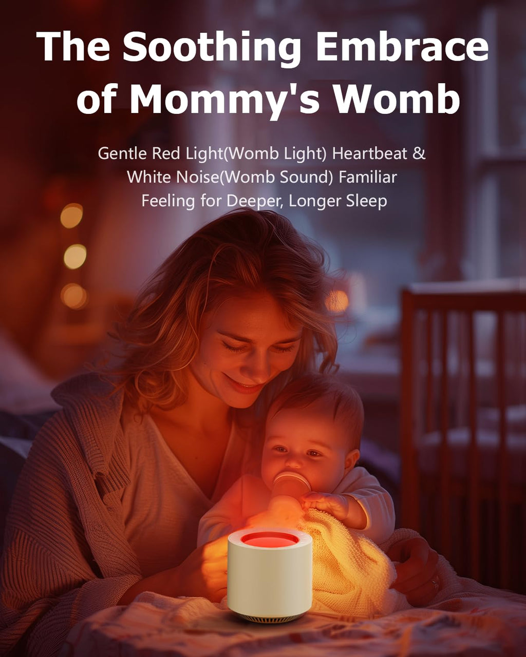 PureNurt White Noise Sound Machine: Red Light Therapy Sleep Sound Machine with 38 Soothing Sounds & Calming Womb Soother, Memory Function, Dimmable Nursery Night Light with Timer for Baby Adult Gift