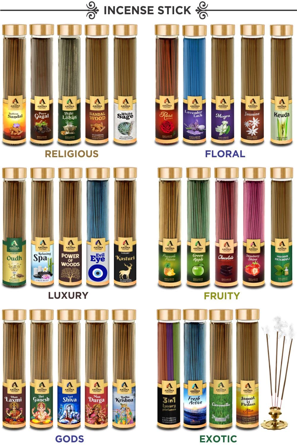 The Aroma Factory Incense Dhoop Cone White Sage (100% Herbal Leaves Healing & 0% Charcoal) 1 Bottle x 30 Cones