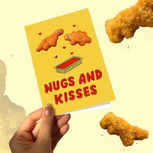 Faythory Funny Valentine’s Day Card for Him – Nuggs and Kisses Card, Men’s Valentine’s Day Gift, Boyfriend Valentine’s Day Card, Valentine Card for Husband or Wife