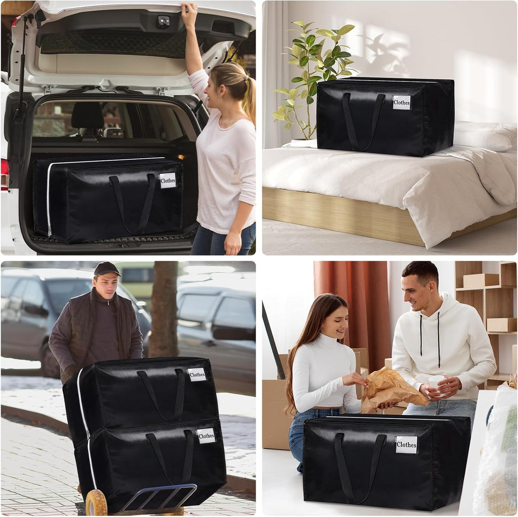 StorageRight Extra Large Moving Bags - Oversized Collapsible Storage Totes with Strong Handles & Zippers | 76L, 6-Pack for Packing & Space Saving