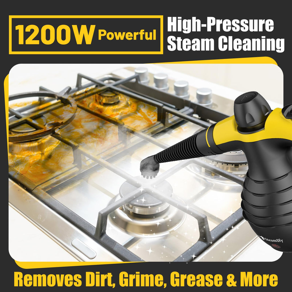Pressurized Deep Cleaning Steam Cleaner, Multi-Surface Nature Steamer with Safety Lock & 10Pcs Accessories, Powerful Handheld Steam Cleaner for Home, Car, Furniture, Bathroom, Window, Grease, Grout