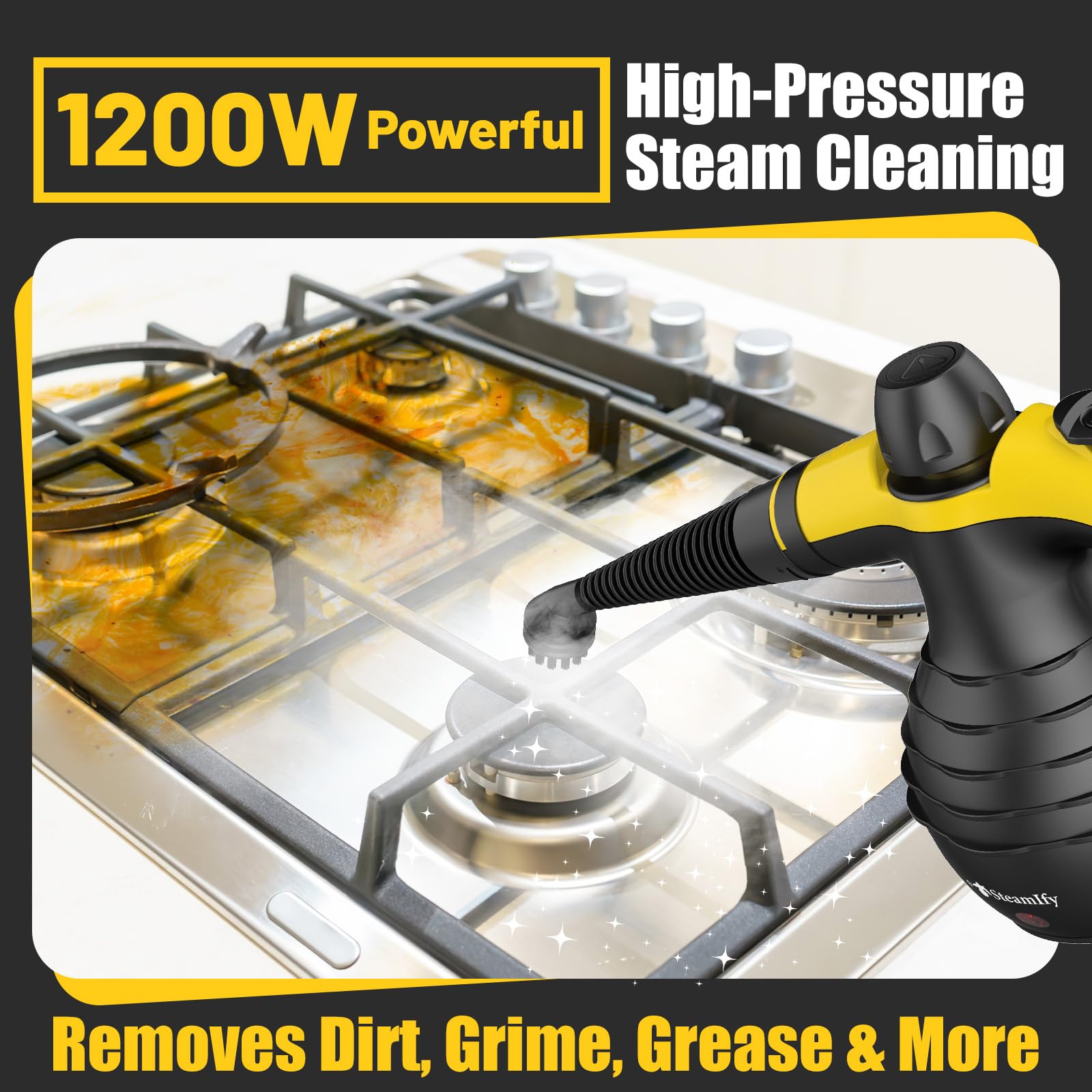 Pressurized Deep Cleaning Steam Cleaner, Multi-Surface Nature Steamer with Safety Lock & 10Pcs Accessories, Powerful Handheld Steam Cleaner for Home, Car, Furniture, Bathroom, Window, Grease, Grout
