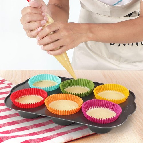 Caperci Rainbow Cupcake Liners - 350-Count Bright Colorful Muffin Baking Cups | Odorless & Grease-Proof