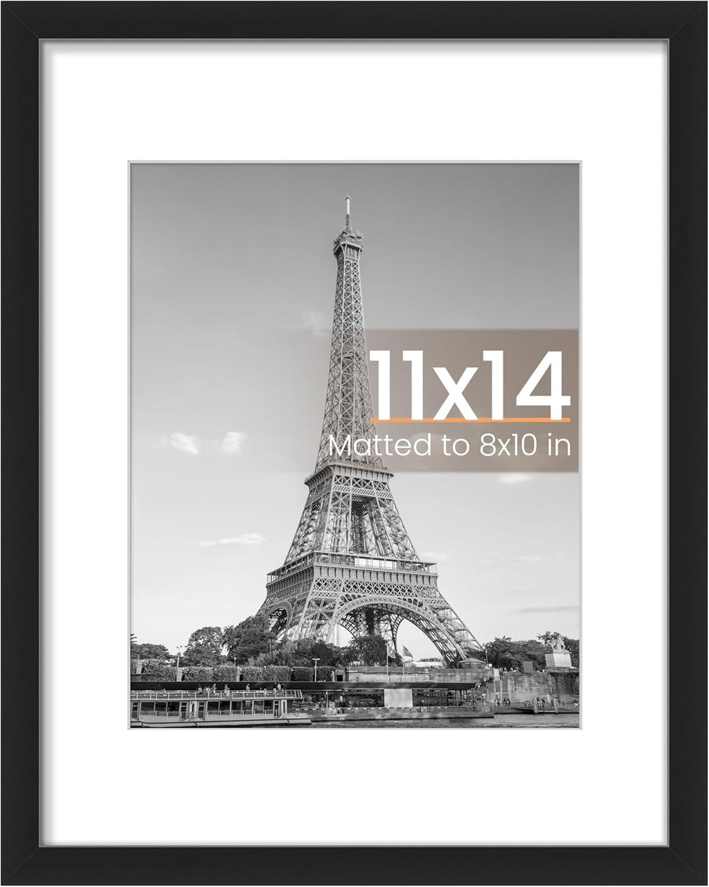 Upsimples 11x14 Picture Frame - Versatile Display for 8x10 Photos with Mat or 11x14 Without Mat, Black