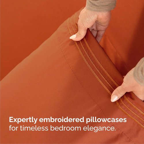 Cal King Size 4-Piece Sheet Set - Comfy Cooling Bed Sheets | Luxury Hotel Quality - Soft, Deep Pockets, Wrinkle-Free - Oeko-Tex Certified - Terracotta