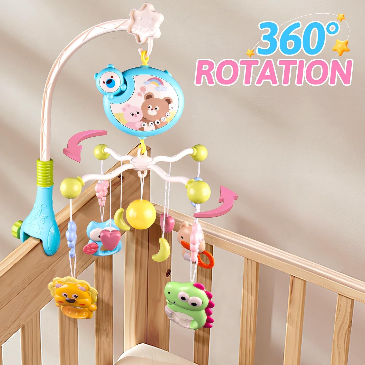 Skiennix Crib Mobile - Musical & Light-Up Nursery Toy for Boys & Girls | Portable Animal Design