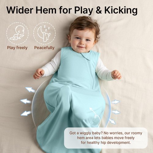 Supersoft Rayon Made from Bamboo Sleep Sack 24-36 Months 0.5 Tog Toddler Sleep Sack 2t Baby Wearable Blanket 3t with 2-Way Zipper Summer Unisex Sleeping Bag for Babies (2 Pack) Green & Blue