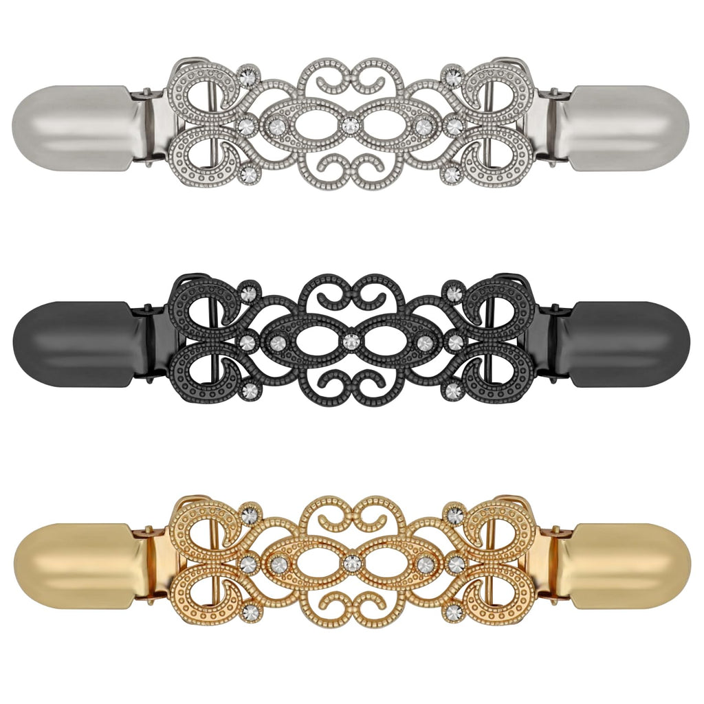 ROPAKED 3 Pcs Cinch Clips Vintage Sweater Clips Dress Clip Back Cinch Shawl Cardigan Collar Clip to Tighten Dress Pant Waist Tightener for Women