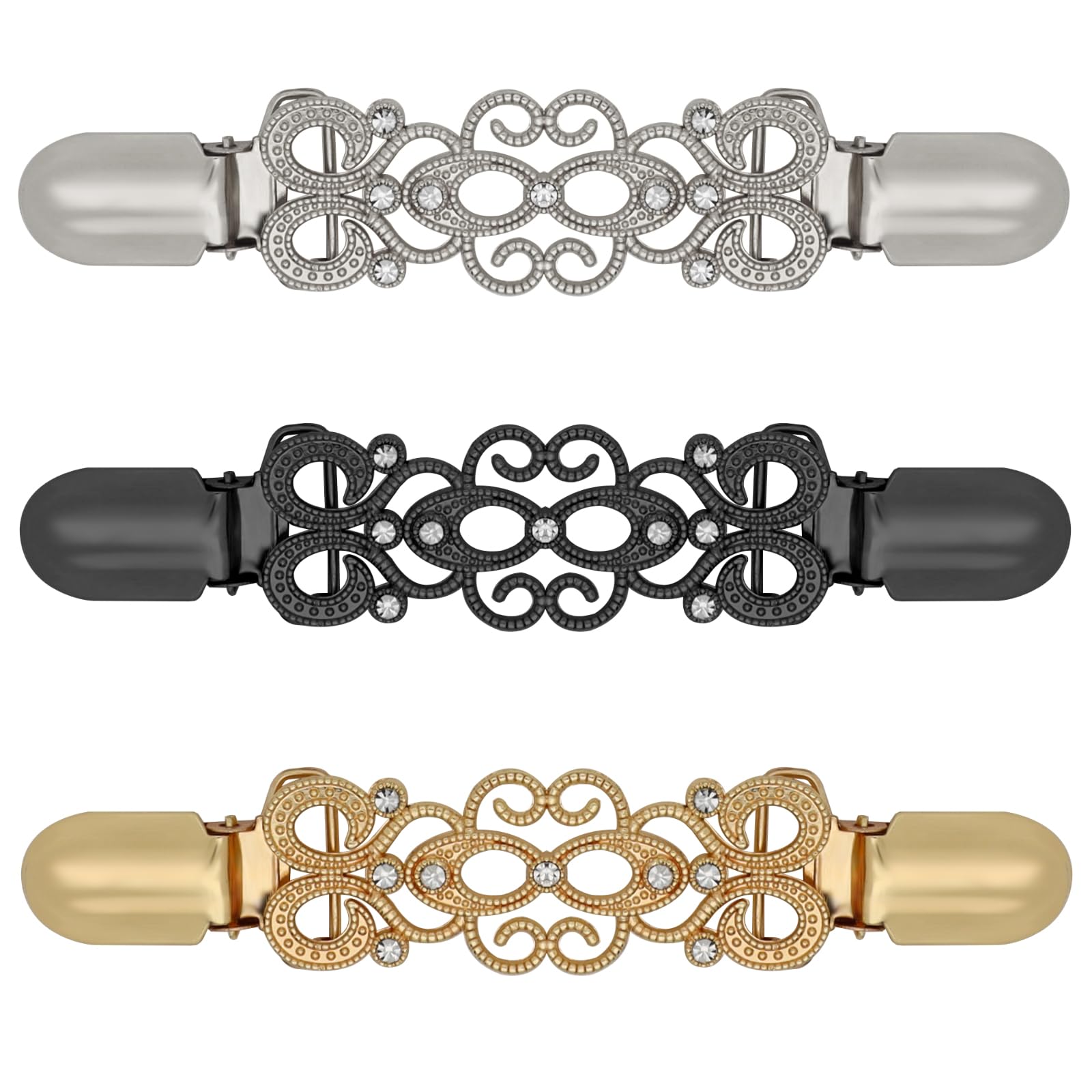 ROPAKED 3 Pcs Cinch Clips Vintage Sweater Clips Dress Clip Back Cinch Shawl Cardigan Collar Clip to Tighten Dress Pant Waist Tightener for Women