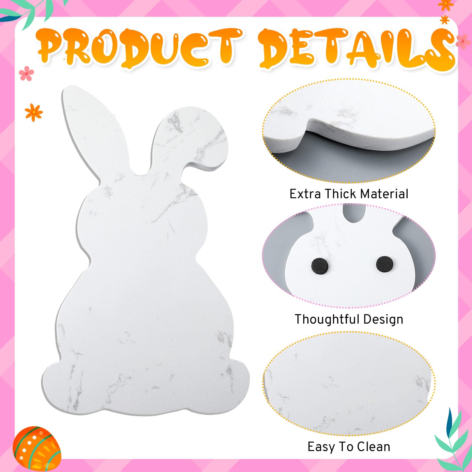 Reallnaive Easter White Bunny Cheese Board 11.8 x 7 Inch Charcuterie Cutting Board Large Decorative Stone Food Plate Tray for Easter Decoration Charcuterie Kitchen