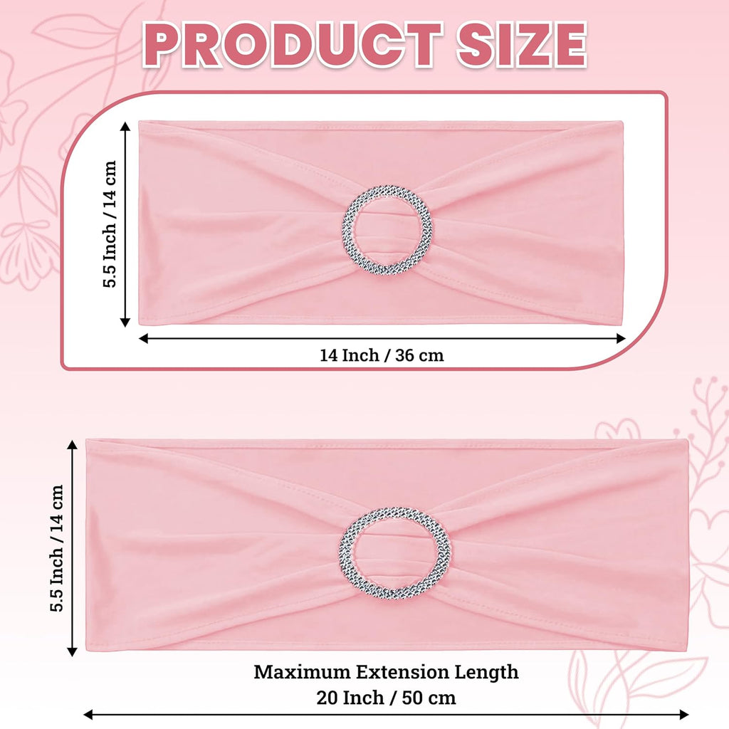 MDS Premium Spandex Chair Sashes - Stretchy Bow Covers with Buckle Slider | Universal Fit - Dusty Rose (Pack of 50)