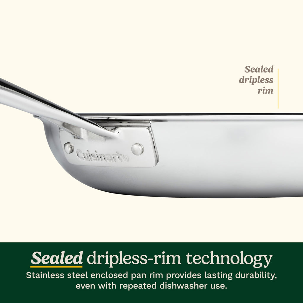 Cuisinart FusionElite+ Hybrid Tri-Ply Stainless Steel Skillet, 8″ Skillet Frying Pan with PURELYSEAR Ceramic Technology, Scratch Proof, Cool Grip Handles, Dishwasher Safe