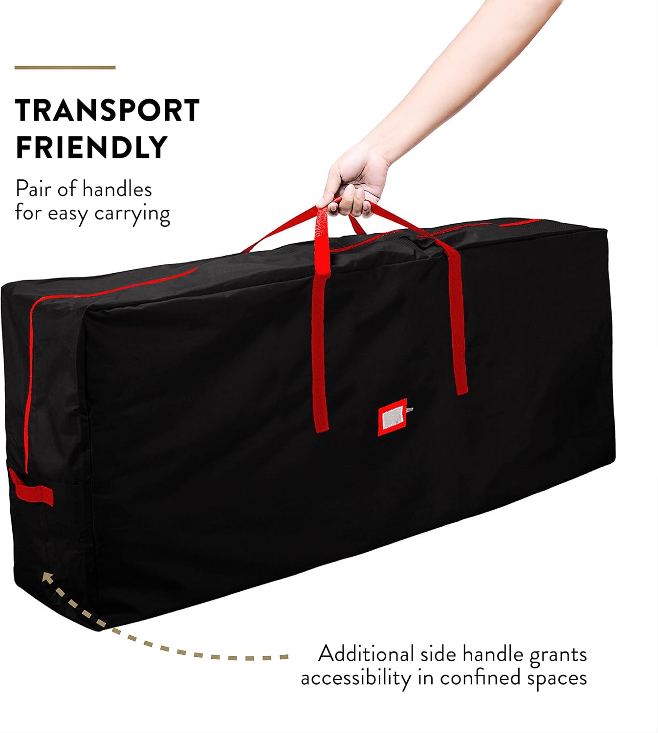 ZOBER Christmas Tree Storage Bag | 600D Oxford Fabric, Waterproof & Tear-Proof | Fits 7.5 Ft Trees - Black