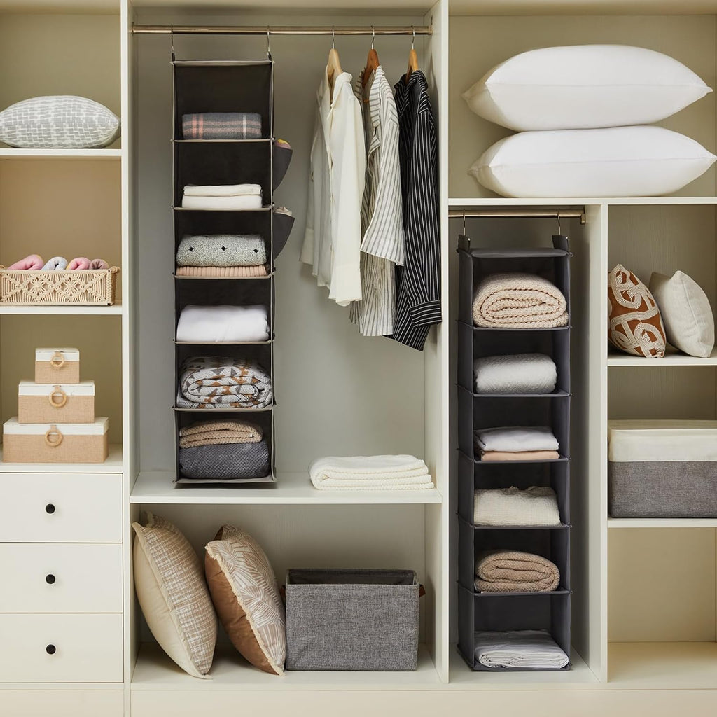 YOUDENOVA Hanging Closet Organizer - 6-Shelf Storage Solution for Efficient Closet Space - Grey