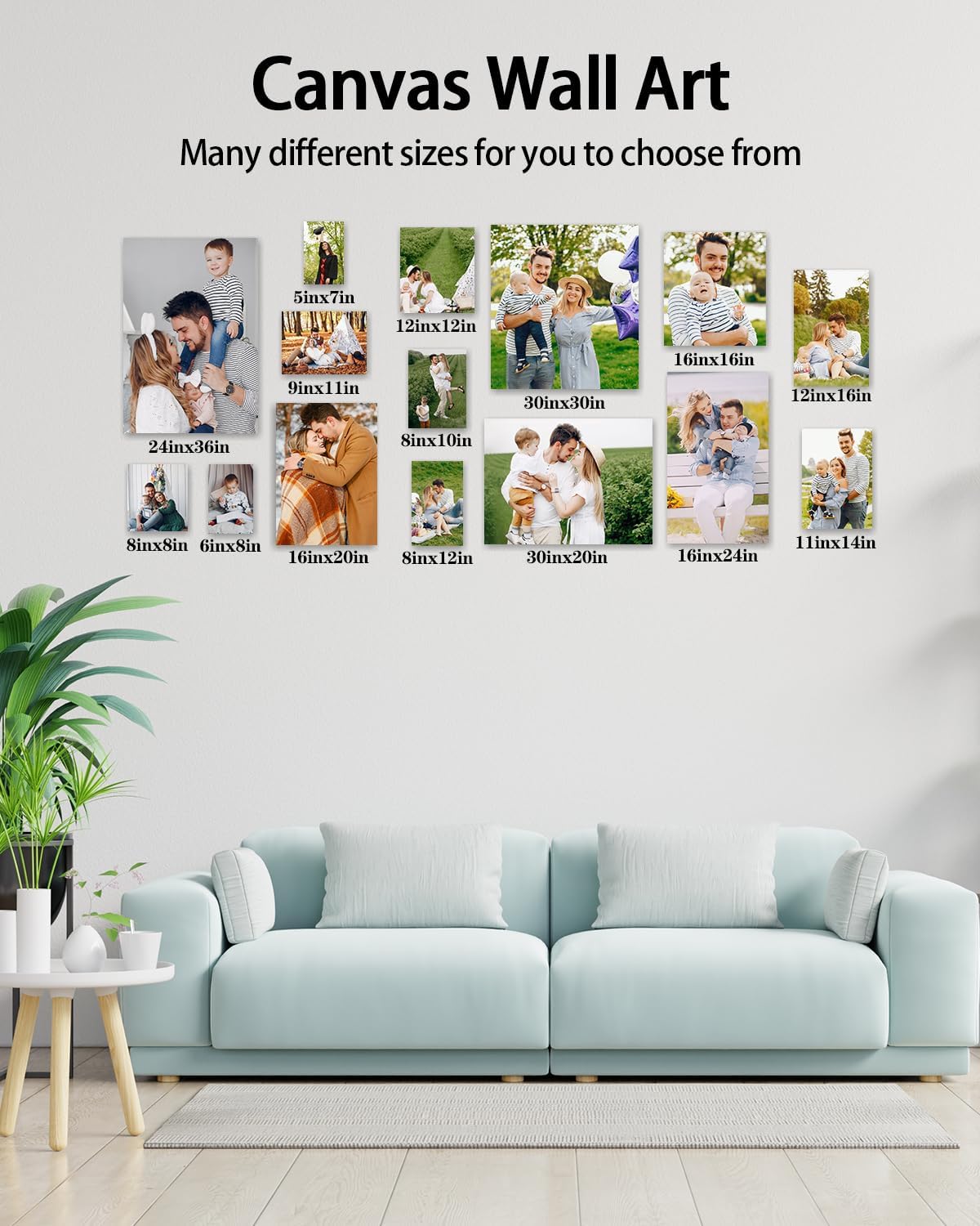 Skiennix Personalized Custom Canvas Wall Art - Framed 11x14 Photo Prints for Living Room, Bedroom & Gifts