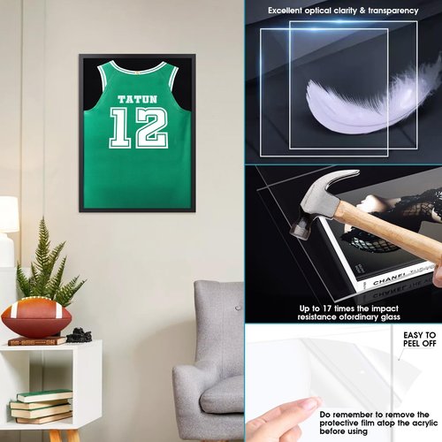 16x20 Small Shadow Box Frame, Jersey Frame Display Case with Grade A Natural Pine Wood Acrylic Front Jersey Frame for Soccer Basketball Baseball Shirts, Black