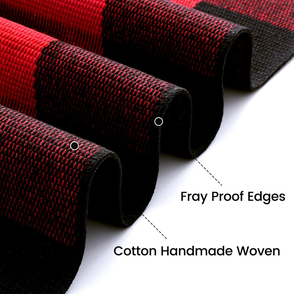 OLANLY Buffalo Plaid Rug - Washable Red and Black Checkered Doormat | 2'4" x 3'7" for Indoor/Outdoor Use