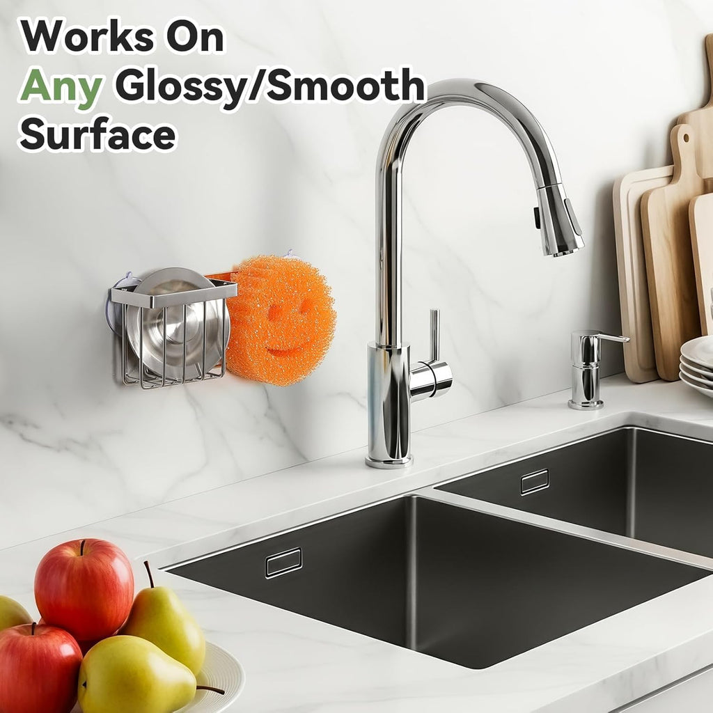 Scrub Daddy Sponge Holder - Rust-Proof Kitchen Sink Organizer with 2 Mounting Options | Space-Saving Design