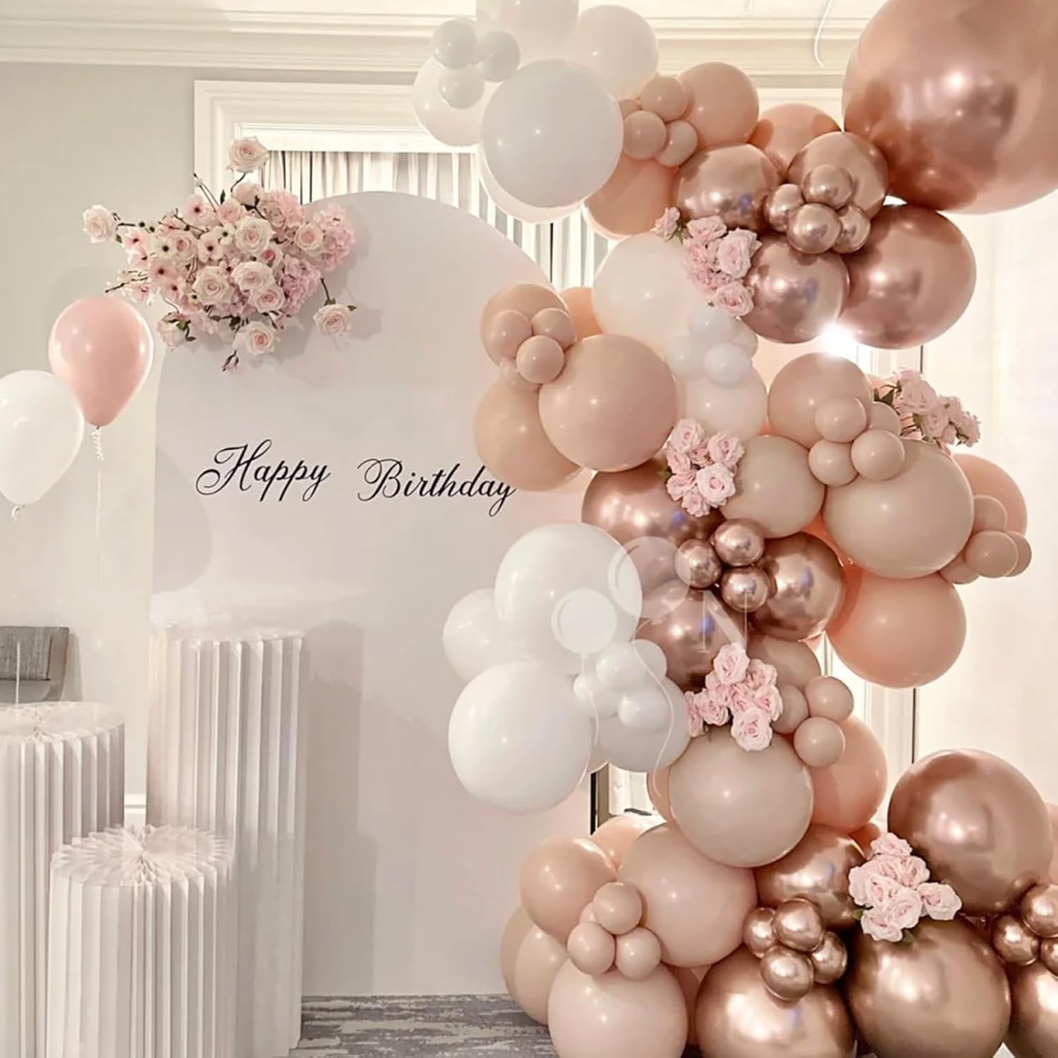 Voircoloria Metallic Rose Gold Balloons - 66 Pack of 12-Inch Chrome Latex for Parties & Celebrations