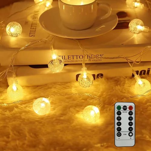 GTSYDING Bubble Globe String Lights - USB Powered, 19.6 FT, 40 LEDs, 8 Modes, Waterproof Fairy Lights for Indoor & Outdoor Decor