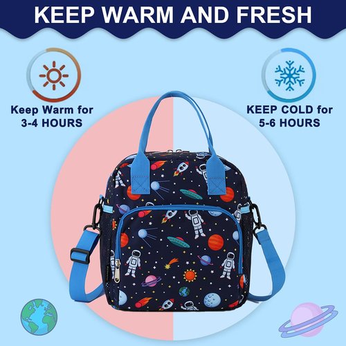 RAVUO Lunch Bag for Kids, Insulated Lunch Box Large Thermal School Lunch Cooler for Girls and Boys with Detachable Shoulder Strap