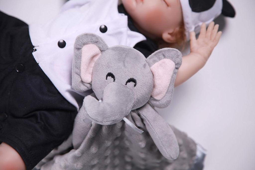 Pro Goleem Security Blanket - Elephant & Bear Design, Soft & Cozy 16-Inch Size