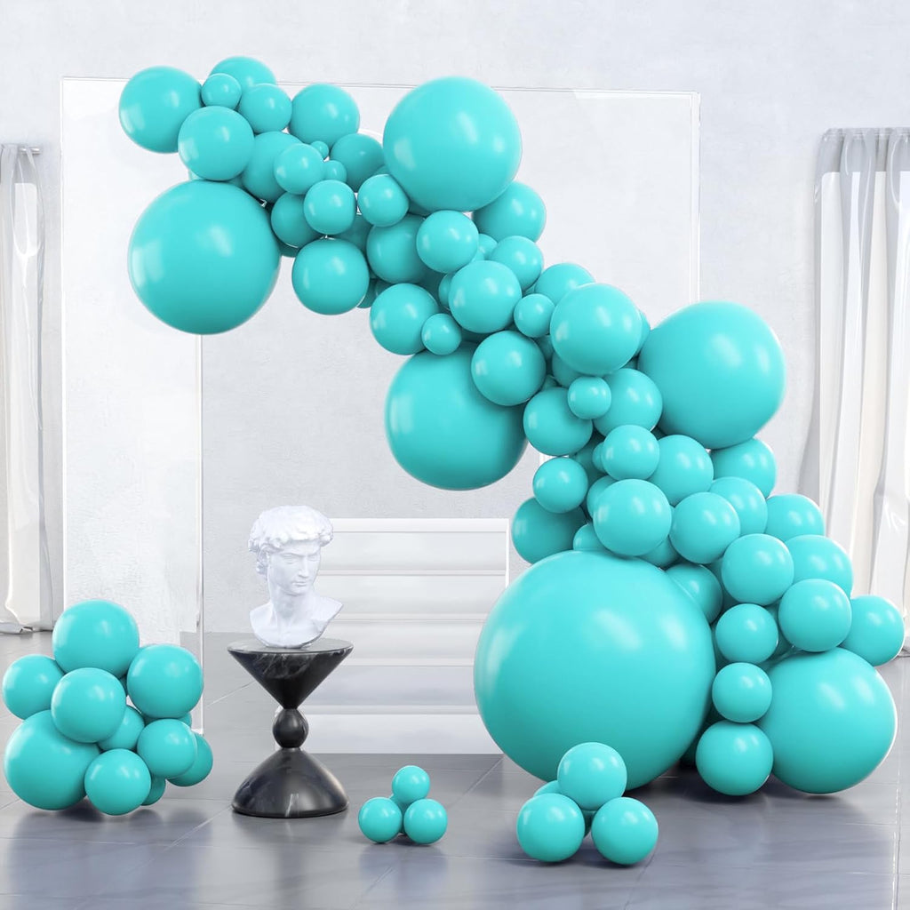PartyWoo Teal Balloon Arch Kit - 127pcs in Various Sizes for Baby Showers, Graduations & Birthdays | Turquoise & Dark Teal