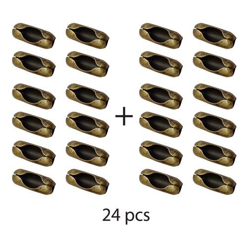 Ceiling Fan Pull Chain Extenders 2-Pack – Two 10 ft Antique Brass Beaded Chains with 12 Connectors, Fan and Light Pull Chain Extension for Fixtures