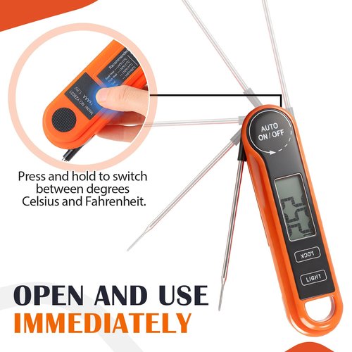 Kingdder 12 Pcs/ 6 Sets Meat Thermometer Digital with Magnetic Kitchen Timer Kit, Fast Instant Read & Waterproof & Foldable Food Thermometer & Kitchen Timer Bulk for Cooking, Grilling, Candy, BBQ