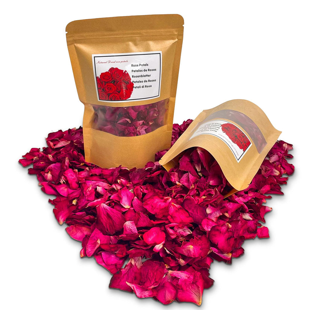Fortunate Flowers Red Dried Rose Petals for Wedding, 1.75oz/50g Dried Red Flower Petals for Wedding, Real Fresh Dried Rose Flowers Petals for Bath, Confetti, Flower Girl, DIY Crafts, Bridal Shower