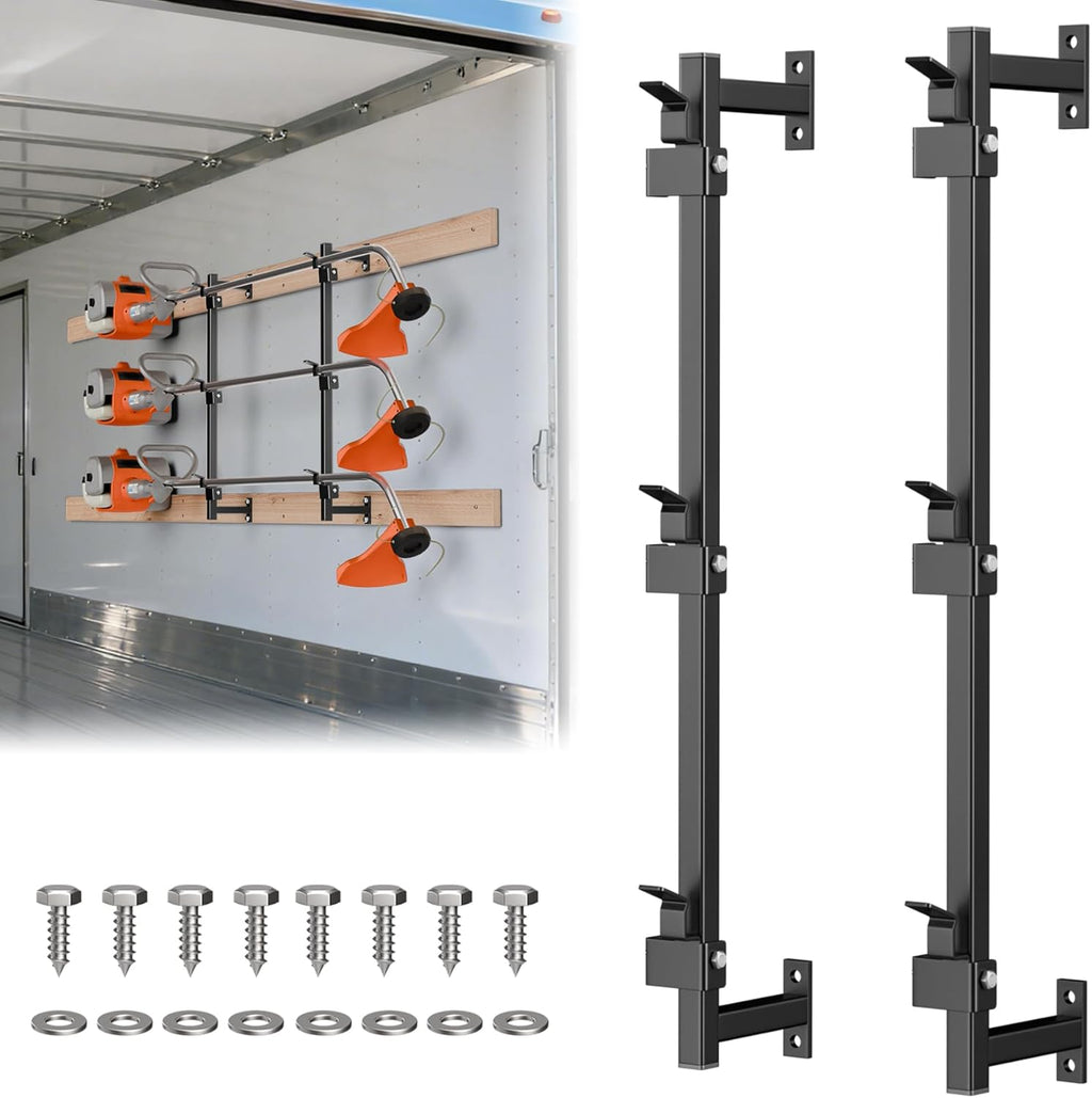 Trimmer Rack for Enclosed Trailers - Secure Weed Eater Holder & Landscape Equipment Storage