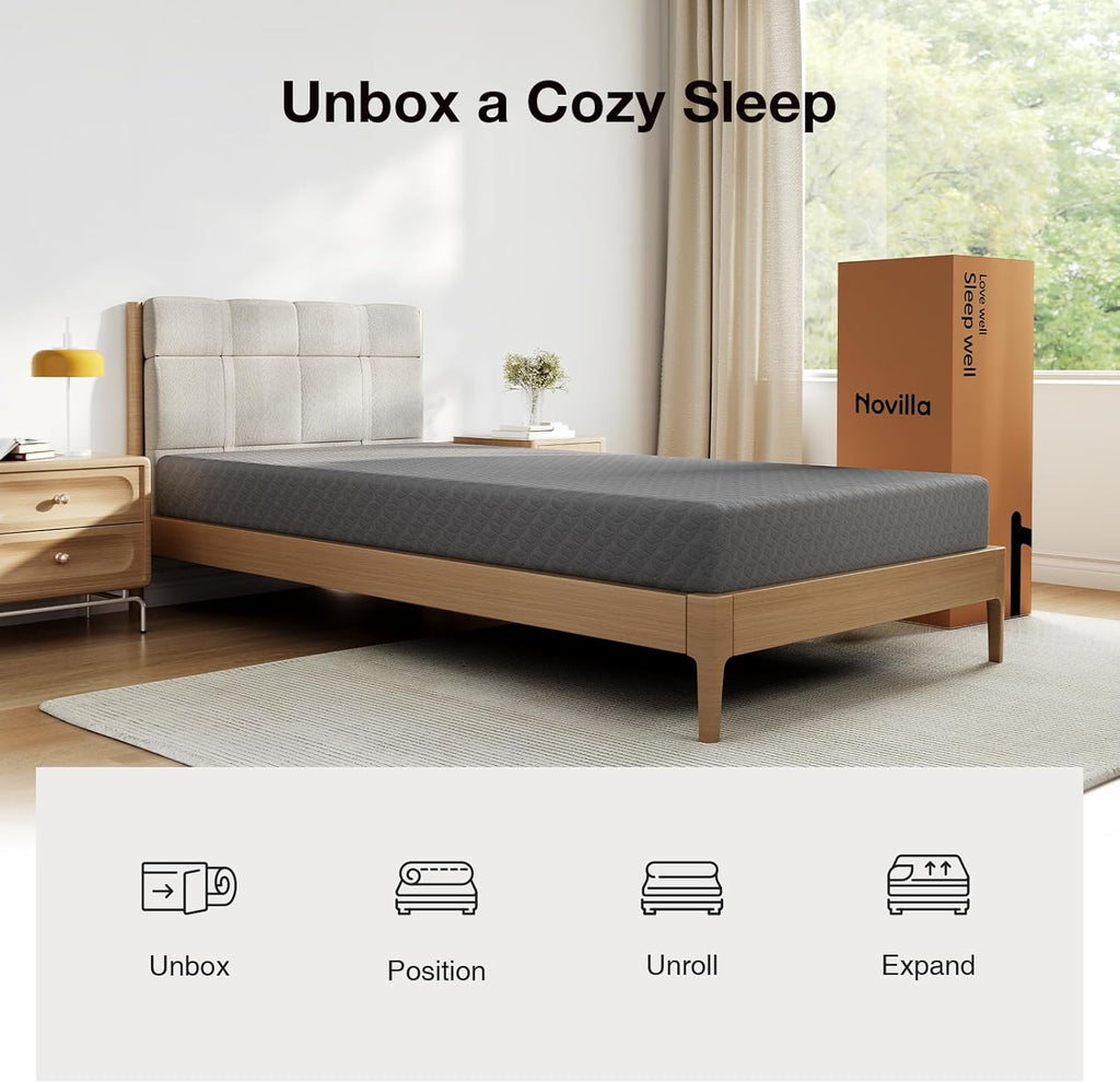 Novilla Twin Mattress - 5-Inch Gel-Infused Memory Foam for Kids | Pressure-Relieving & Cool Touch, CertiPUR-US Certified