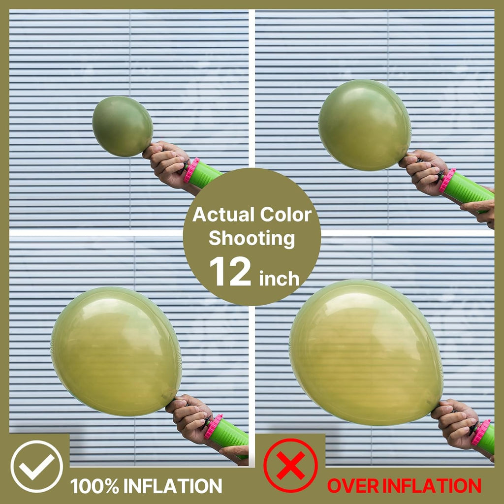 PartyWoo Sage Green Balloons - 100pcs 5-Inch Olive Latex Balloons for Boho-Themed Celebrations