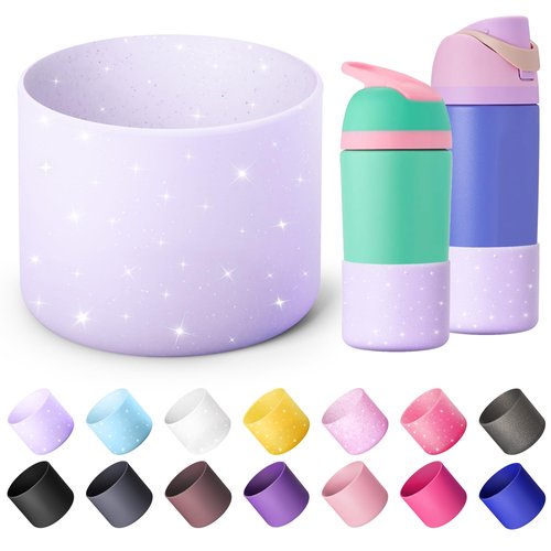Diumepo Silicone Boot for Owala 14/16 oz Water Bottle, Anti-Slip Protective Sleeve for Owala 12 oz Kids Tumbler, Boot Bottom Base fit Flip 14 oz Insulated Stainless-Steel Water Bottle (Glitter Purple)