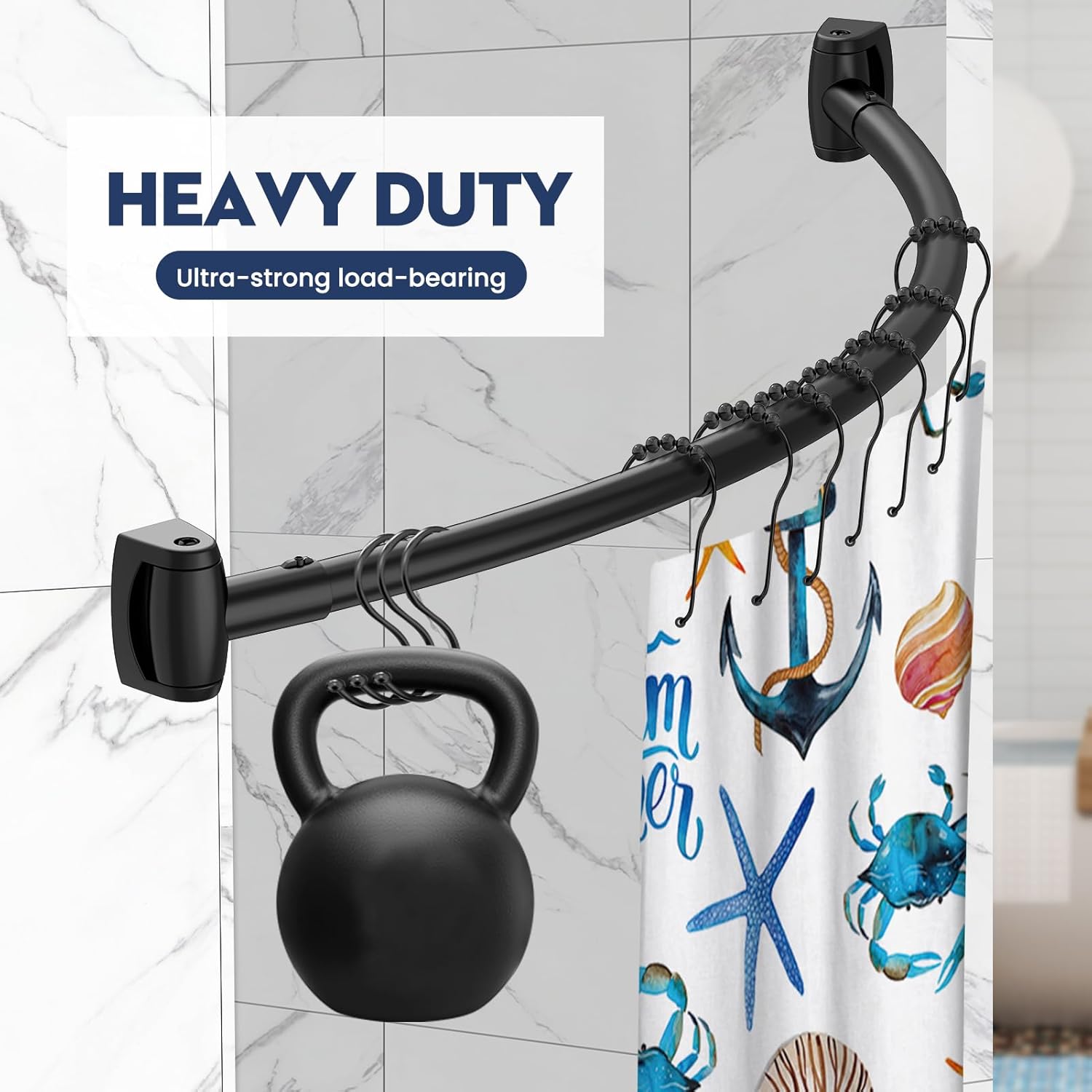 Premium Stainless Steel Curved Shower Curtain Rod by [Brand Name] - Adjustable 33-78 Inches, Rust-Proof Design