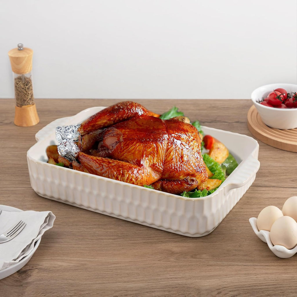 Regine Switzerland 4.7QT Casserole Dish - Large 9x13” Ceramic Lasagna Pan with Handles | Perfect for Baking and Gifts