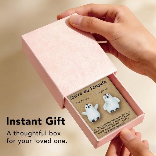 LIMGUVK You’re My Penguin Couple Figurines, Mate for Life Gifts for Couples, Long Distance Relationship & Valentine’s Day, Valentine Gifts for Boyfriend Girlfriend, Couples Gift for Men Women (White)
