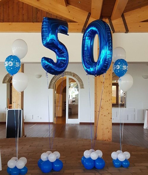 50 Balloons | Foil 40 Inch Dark Blue 50th Birthday Decoration for Men & Women