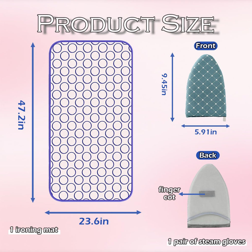 Portable Ironing Blanket Thick Ironing Mat Anti Slip for Table Top Foldable Over The Door Ironing Board Ideal for Home, Travel mall Spaces（Large 47.2"×23.6"）