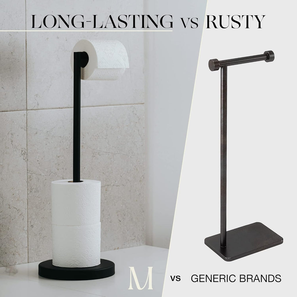 Marmolux Acc Free Standing Toilet Paper Holder - Modern Matte Black Design for 4 Rolls