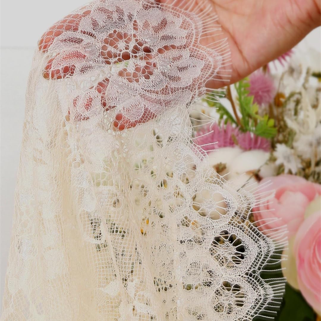B-COOL Lace Tablecloth 5 Pack Ivory Wedding Table Cloth 60 x 120 Inch Rustic Table Overlay Sheer Tablecloths for Vintage Party Floral Bridal Shower Decorations