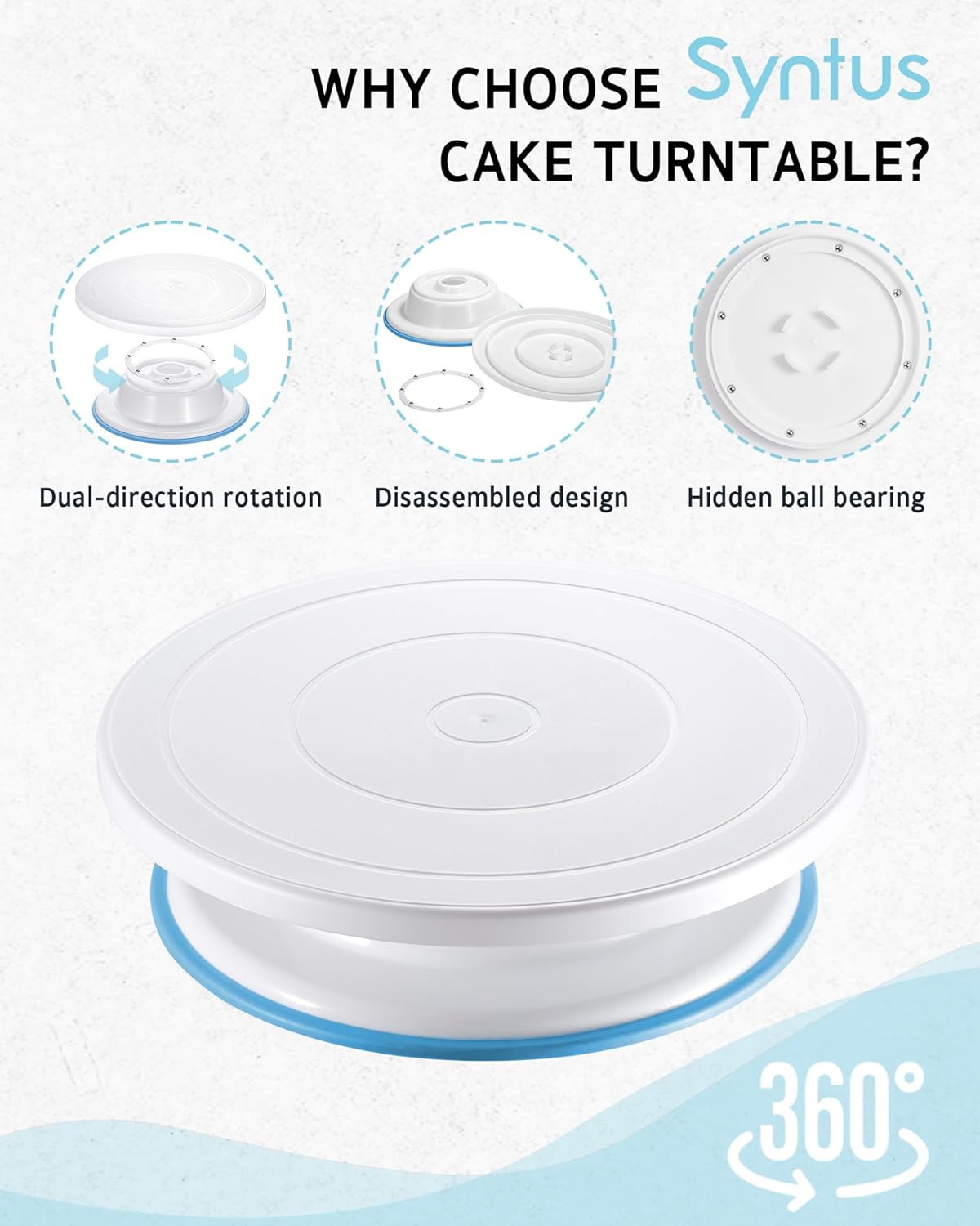 Syntus 65-Piece Cake Decorating Kit - Complete Baking Supplies with Turntable, Piping Bags & Tips
