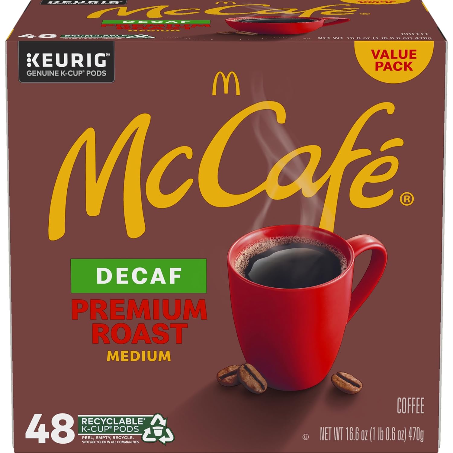 McCafe Premium Roast Decaf Coffee Pods - Medium Roast Keurig K-Cup Pods, 48 Count