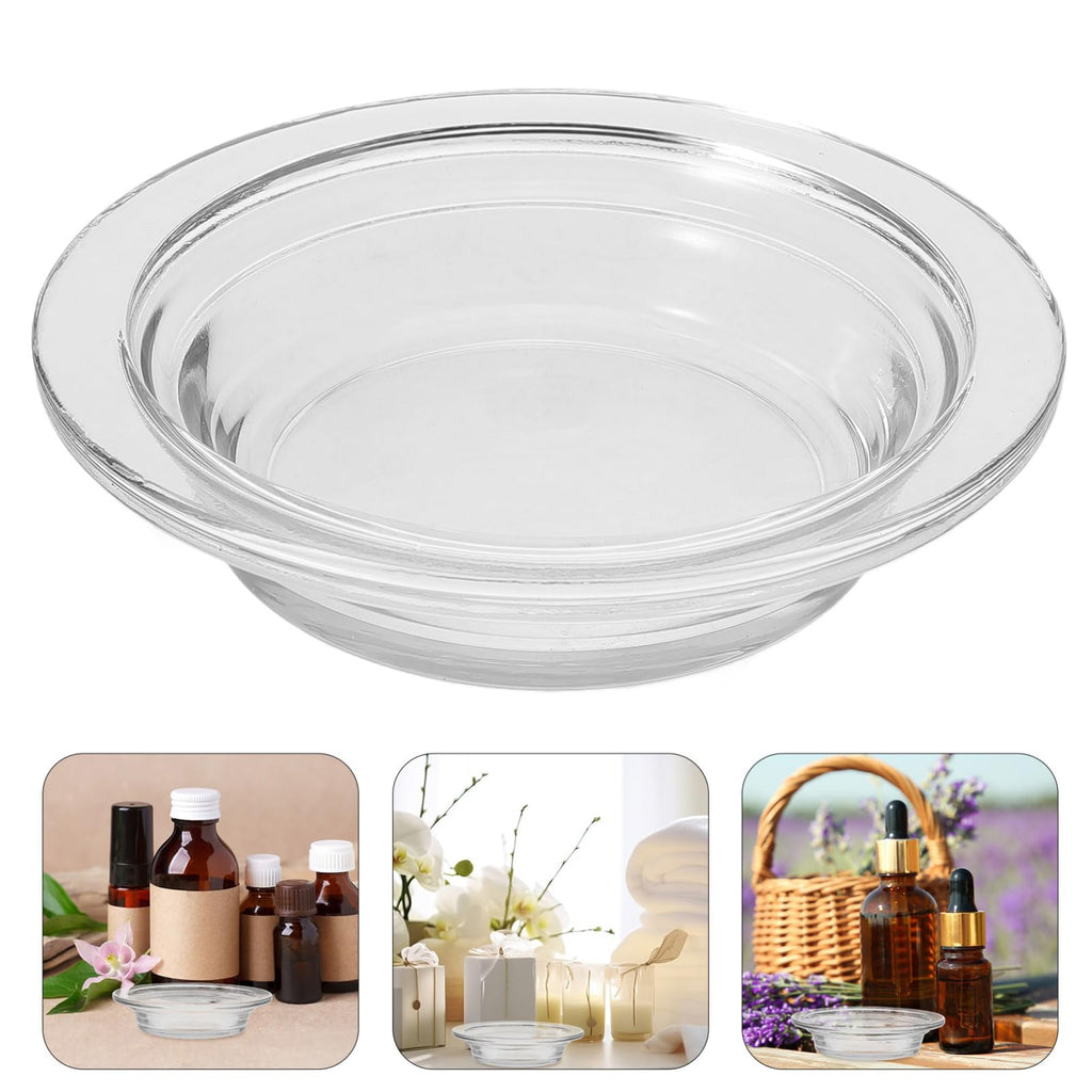 TOPPERFUN Replacement Wax Warmer Dish, 4.5in Aromatherapy Lamp Tray Wax Melt Liner Round Glass Oil Pan for Oil Melts
